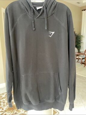 Gymshark Black Pullover Hoodie with White Logo